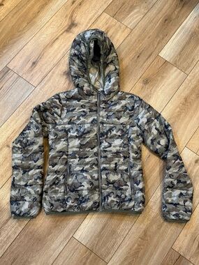 Motivi Kids Camouflage Puffer Jacket - Olive & Taupe